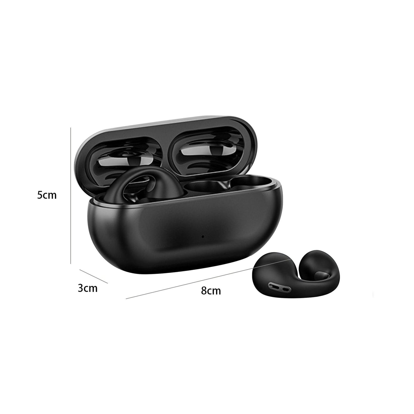 Ear Clip Wireless Earphones Low Latency Noise Reduction for Running Sports Black