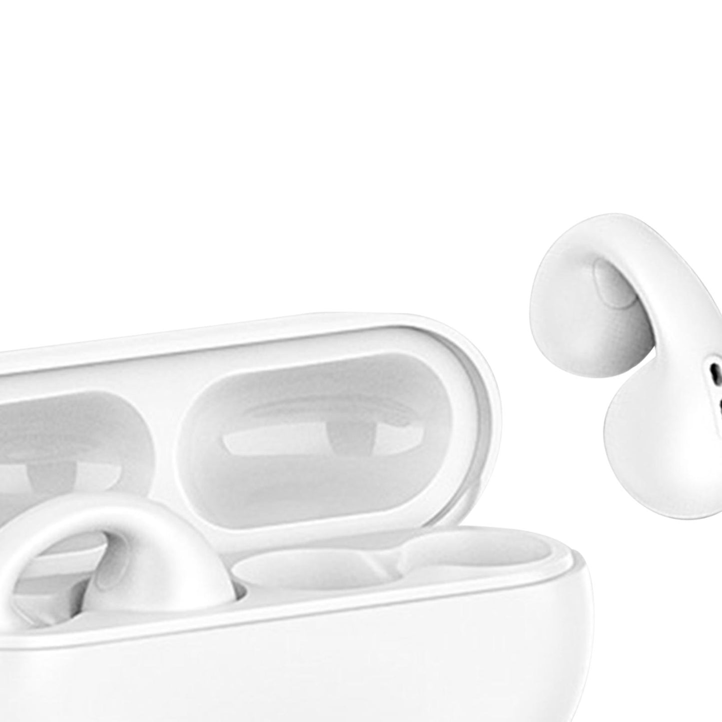 Ear Clip Wireless Earphones Low Latency Noise Reduction for Running Sports White