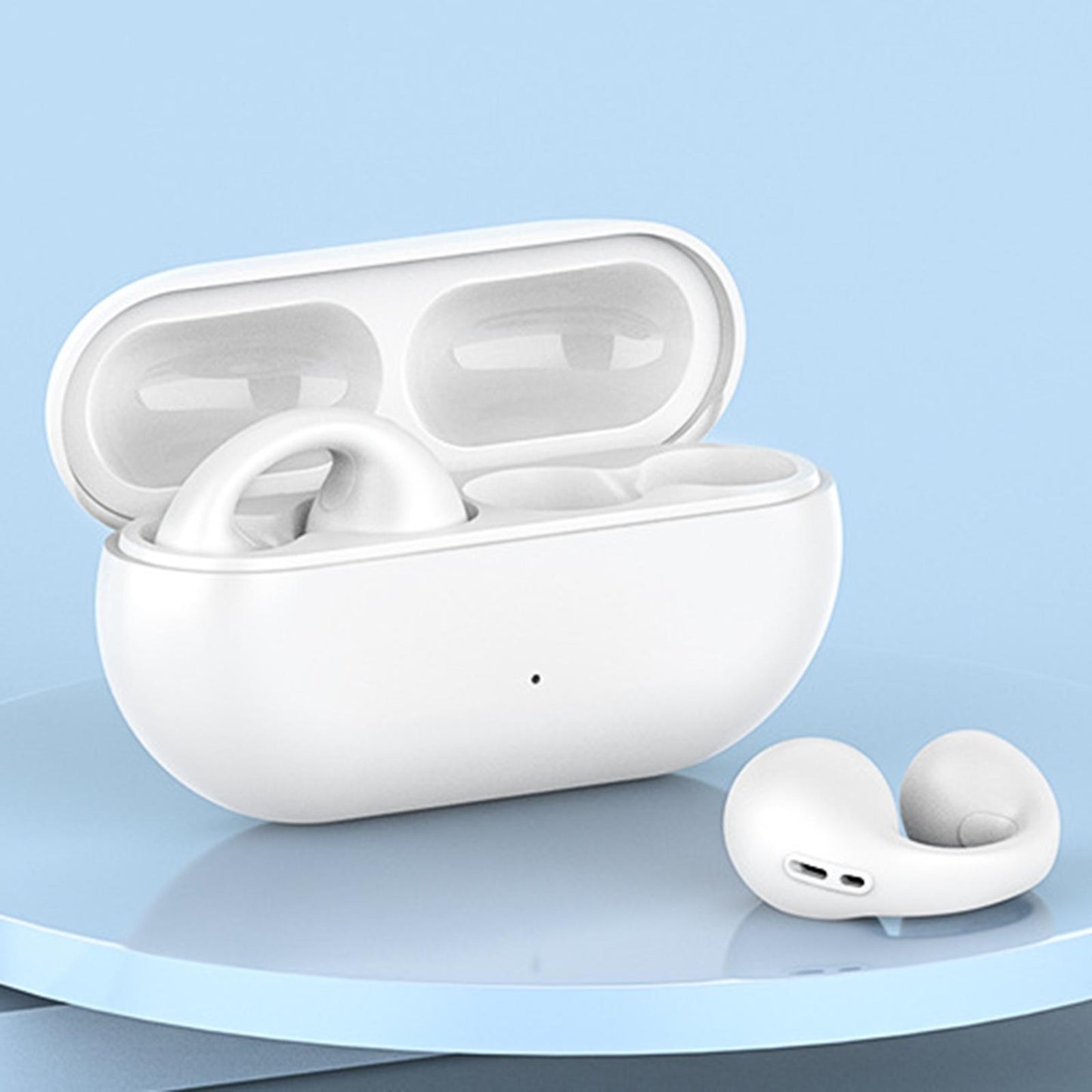 Ear Clip Wireless Earphones Low Latency Noise Reduction for Running Sports White