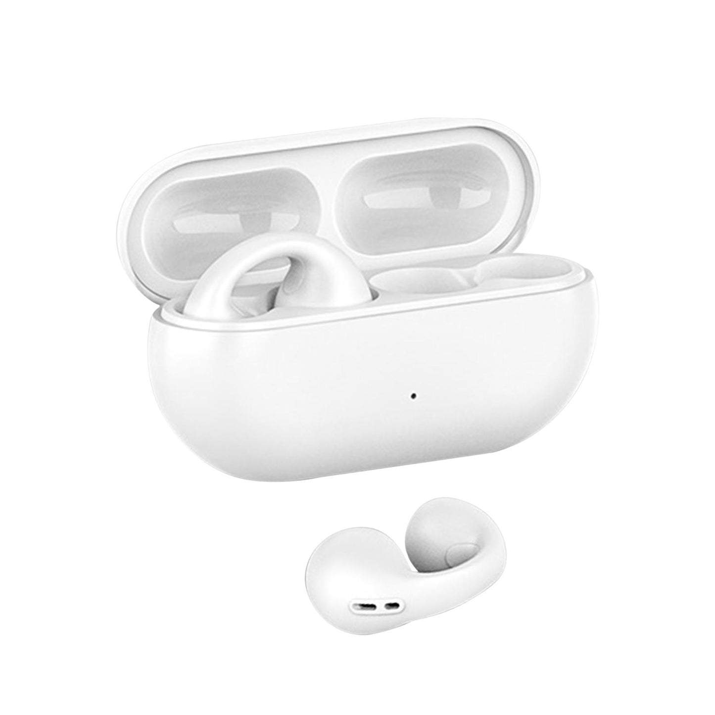 Ear Clip Wireless Earphones Low Latency Noise Reduction for Running Sports White