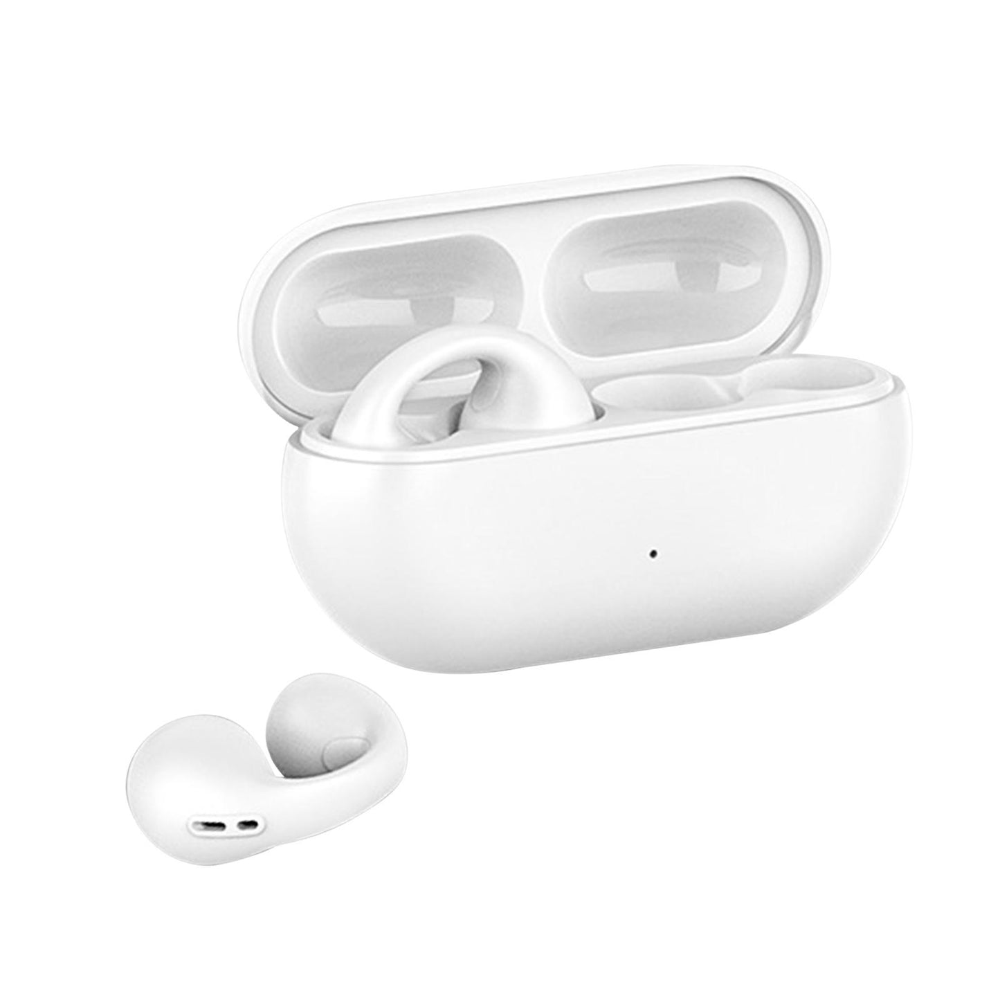 Ear Clip Wireless Earphones Low Latency Noise Reduction for Running Sports White