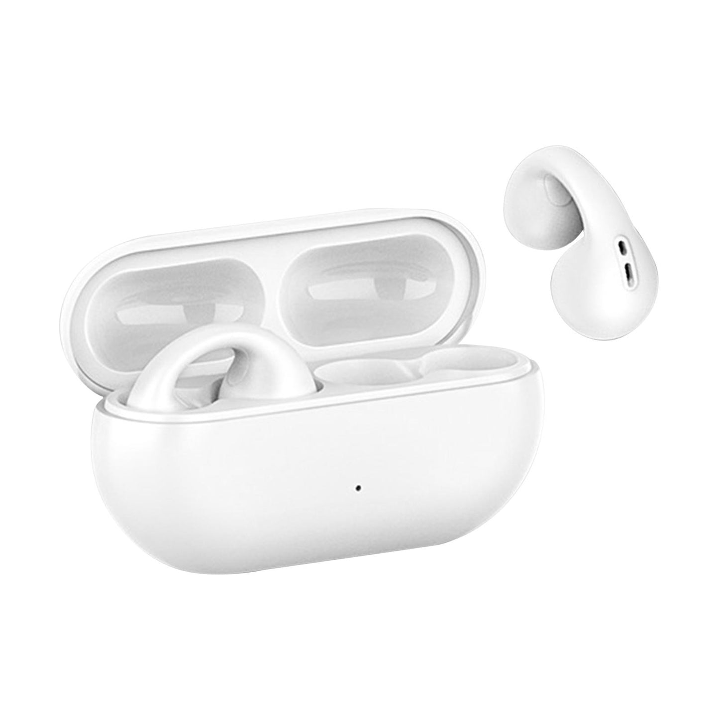 Ear Clip Wireless Earphones Low Latency Noise Reduction for Running Sports White