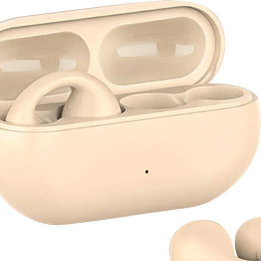 Ear Clip Wireless Earphones Low Latency Noise Reduction for Running Sports Beige