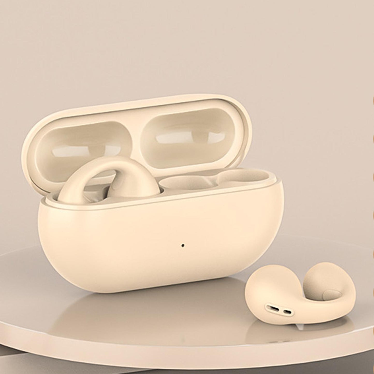 Ear Clip Wireless Earphones Low Latency Noise Reduction for Running Sports Beige