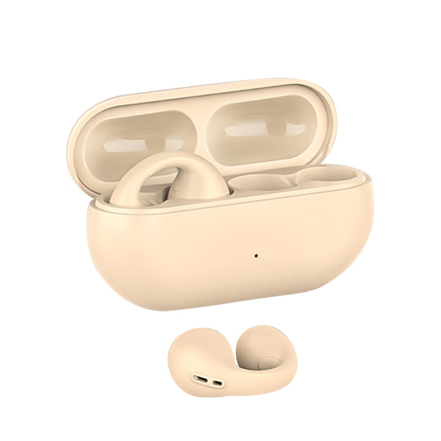 Ear Clip Wireless Earphones Low Latency Noise Reduction for Running Sports Beige