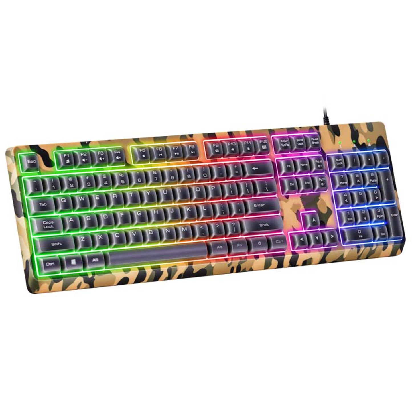 Keyboard Mouse Headphone Memory Foam Earmuffs Mouse Plug and Play Ergonomic Camouflage yellow