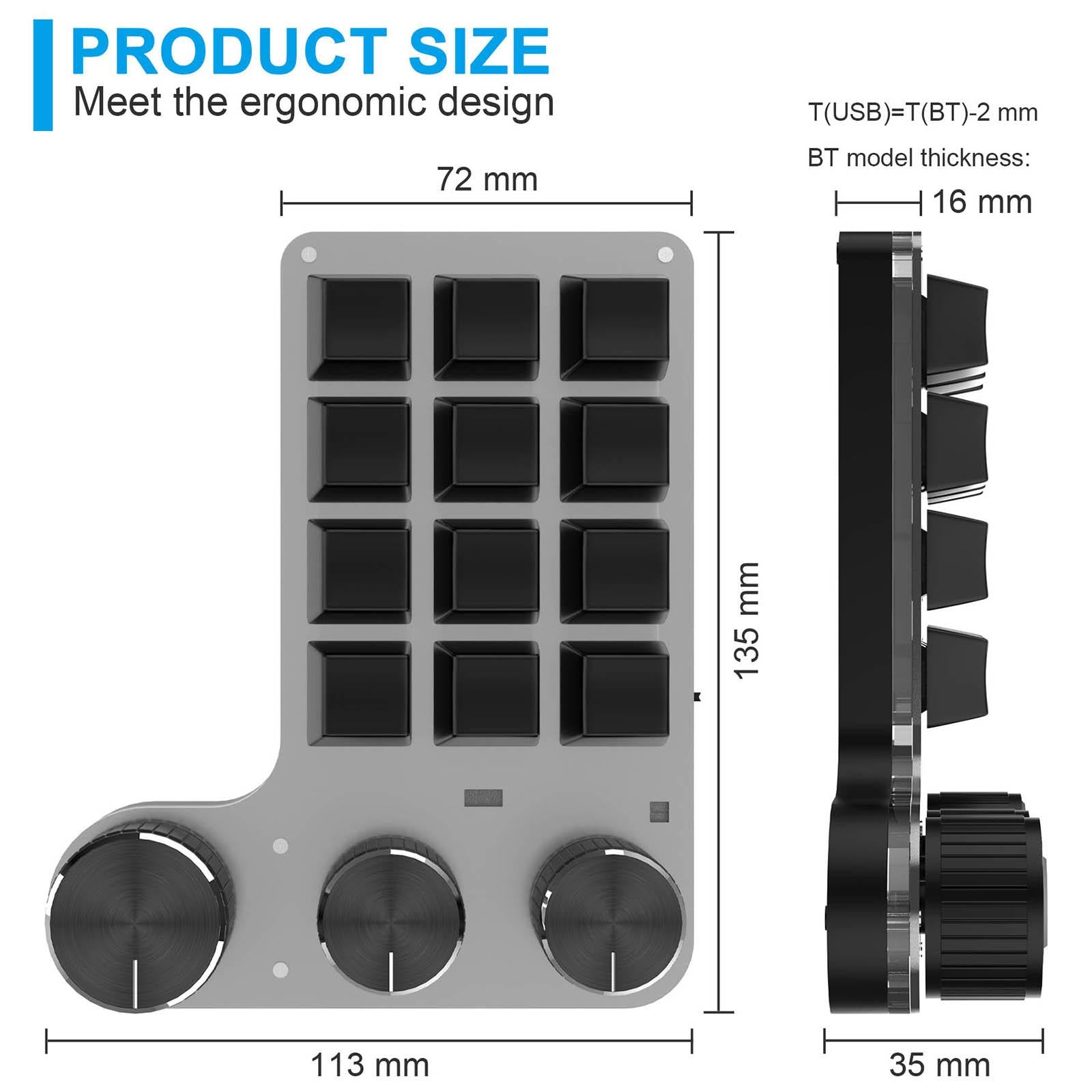 Portable Numeric Keypad 9 Keys 3 Knob Program RGB for PC Laptop Tablet ...