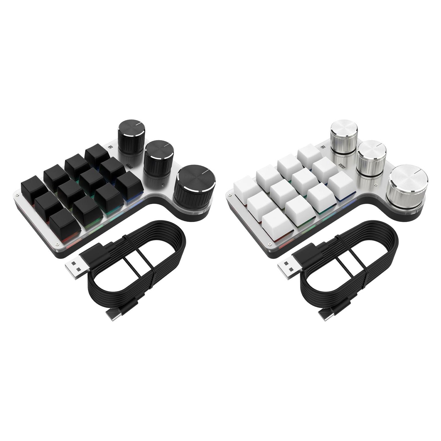 Portable Numeric Keypad 9 Keys 3 Knob Program RGB for PC Laptop Tablet Black