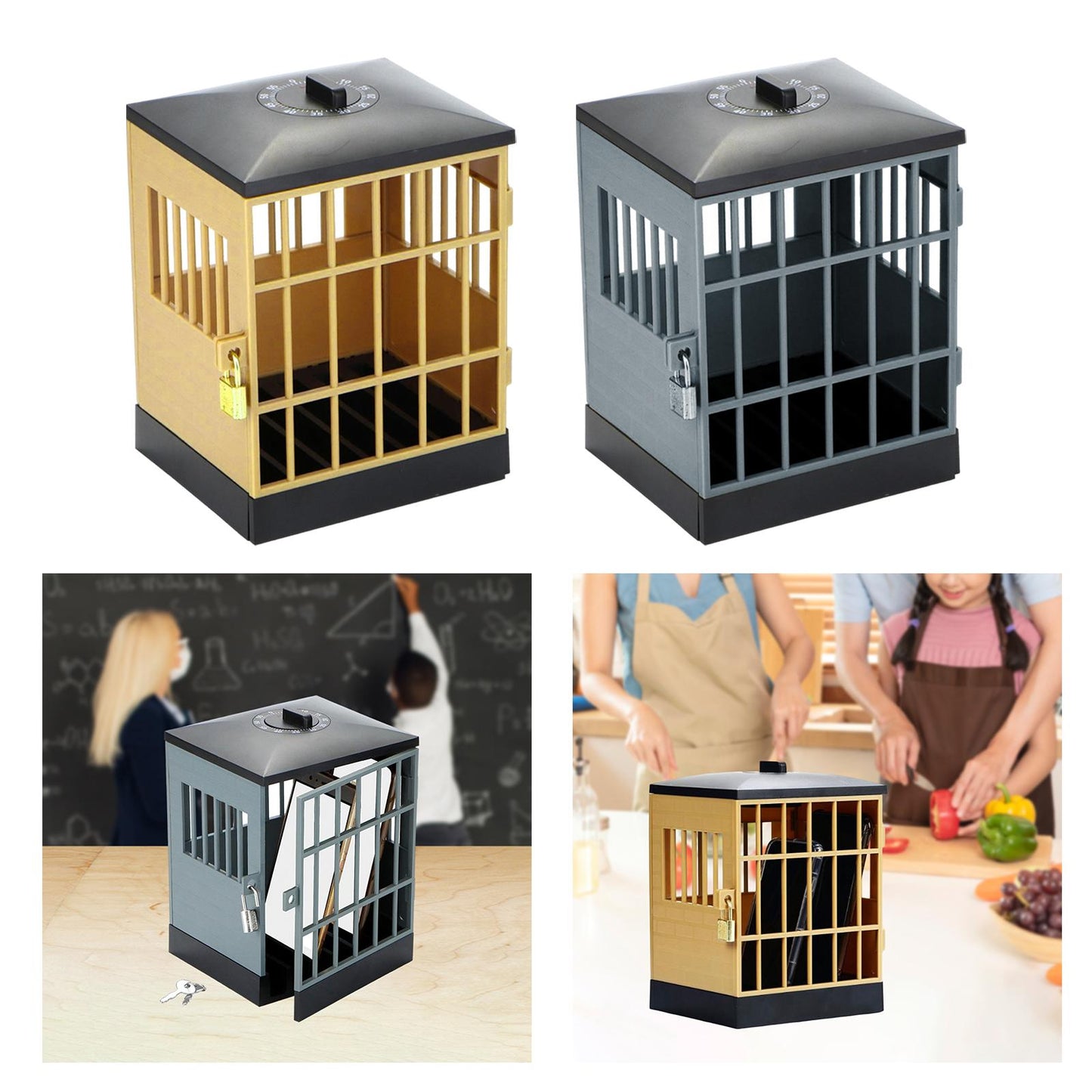 Phone Lock Box Jail Prison Gift Gadget Novelty for Cell Phones Kids Adults Black,Khaki
