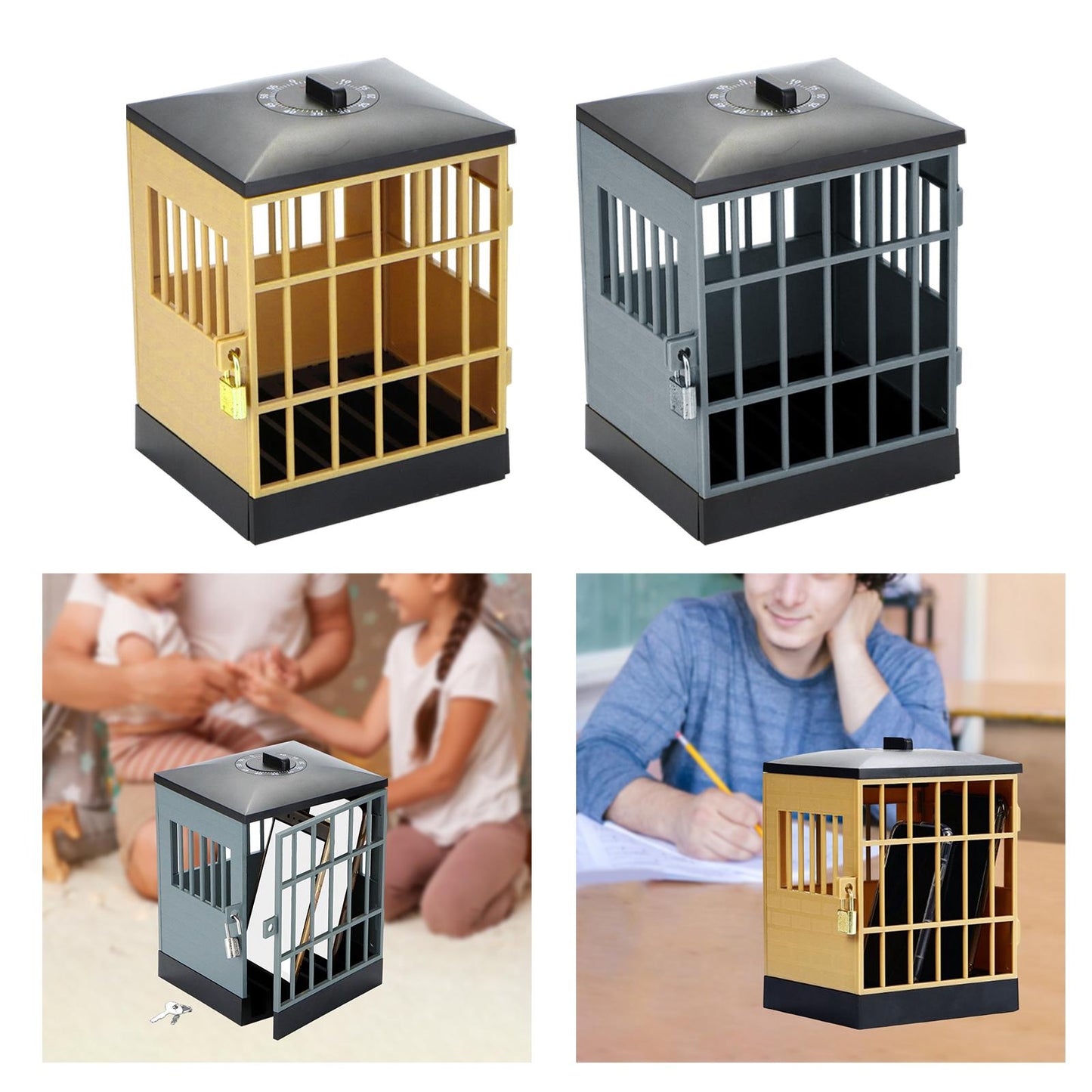 Phone Lock Box Jail Prison Gift Gadget Novelty for Cell Phones Kids Adults Black,Khaki