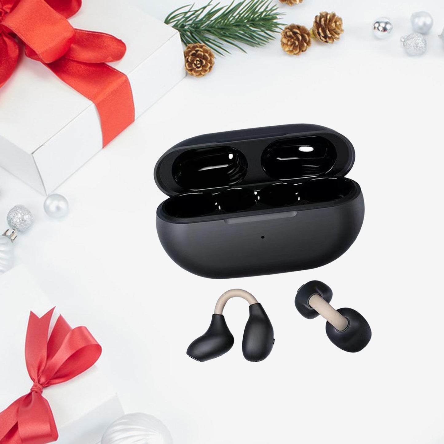 Ear Clip Wireless Earbuds Auto Pairing Calling for Driving Fitness Business Black Coffee