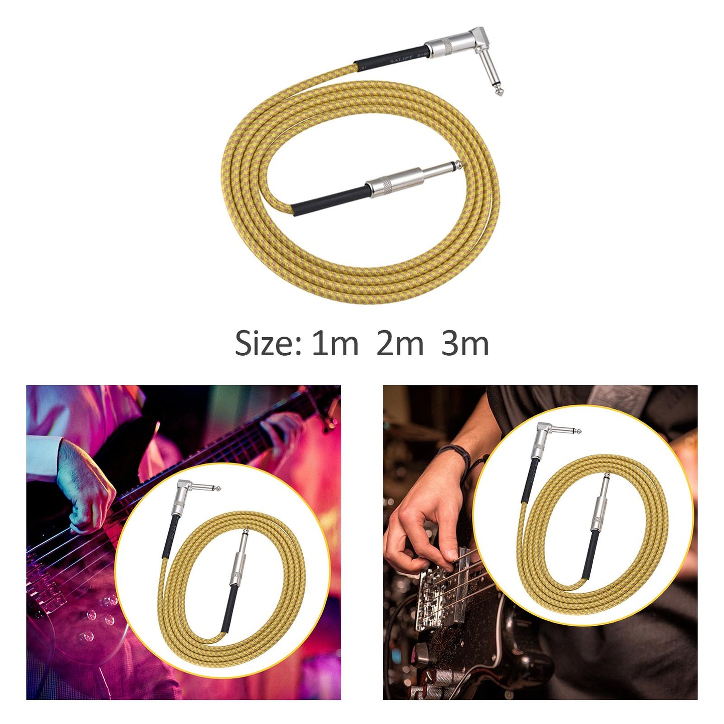 Male to Male Guitar Audio Cable Stereo for Electric Guitar Electronic Organs 100cm