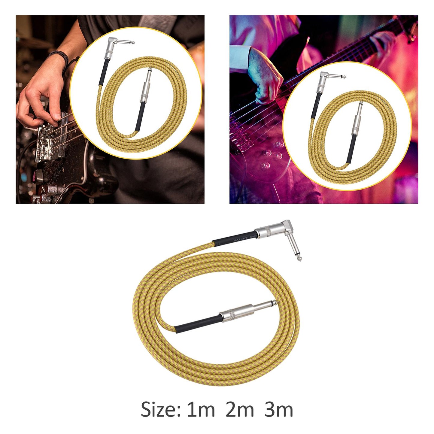 Male to Male Guitar Audio Cable Stereo for Electric Guitar Electronic Organs 100cm