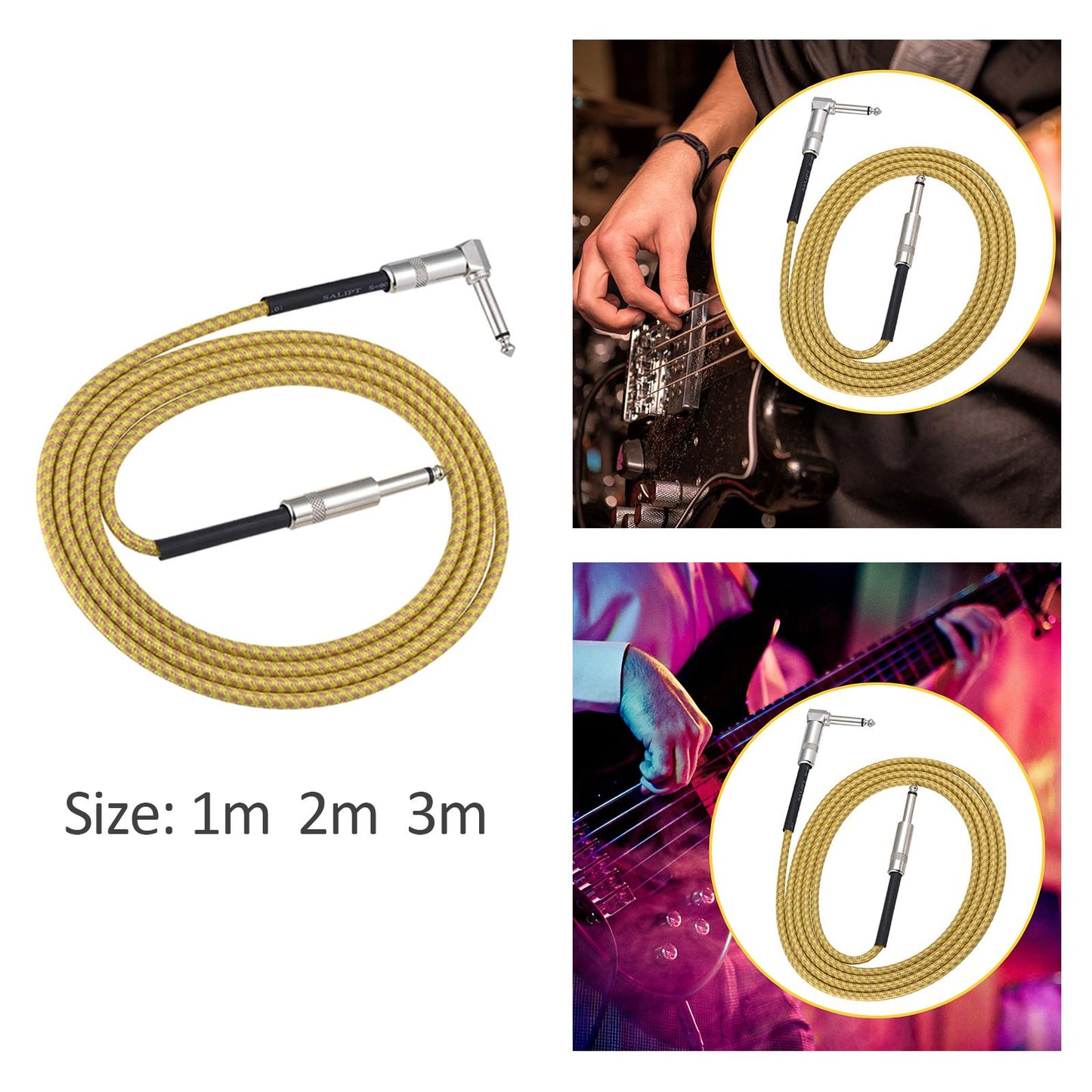 Male to Male Guitar Audio Cable Stereo for Electric Guitar Electronic Organs 100cm