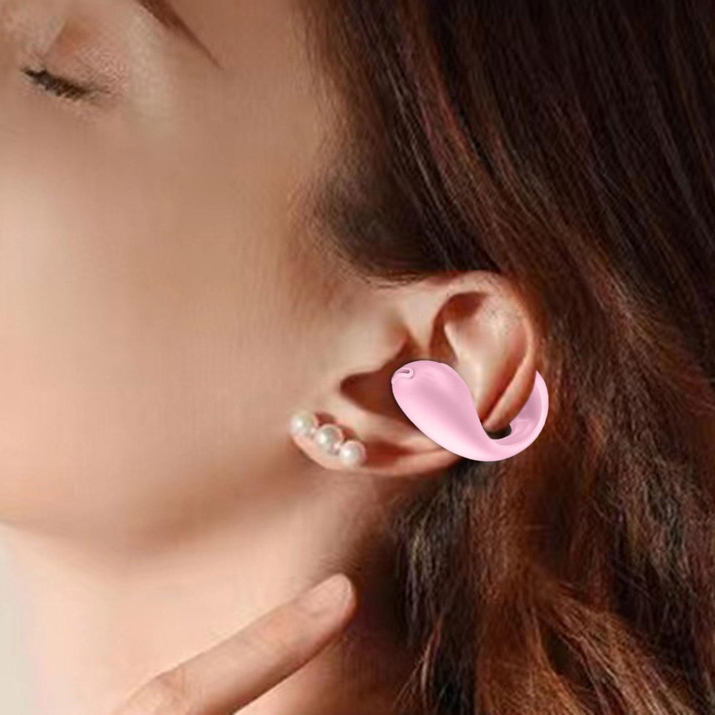 1 Piece Ear Clip Wireless Headset Portable HiFi Sound for Driving Business Pink