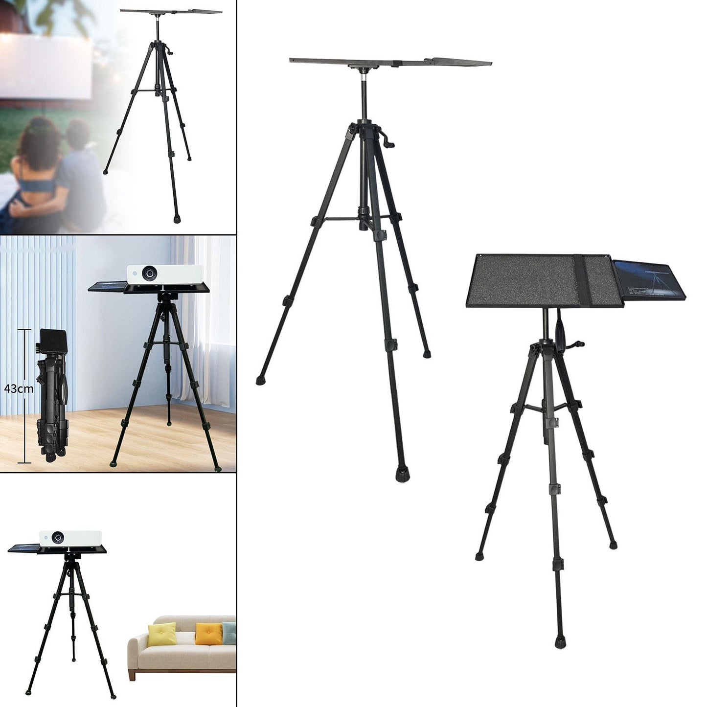 Universal Projector Tripod Stand, Purpose for Camping Tablet Workstation Tray Fixed