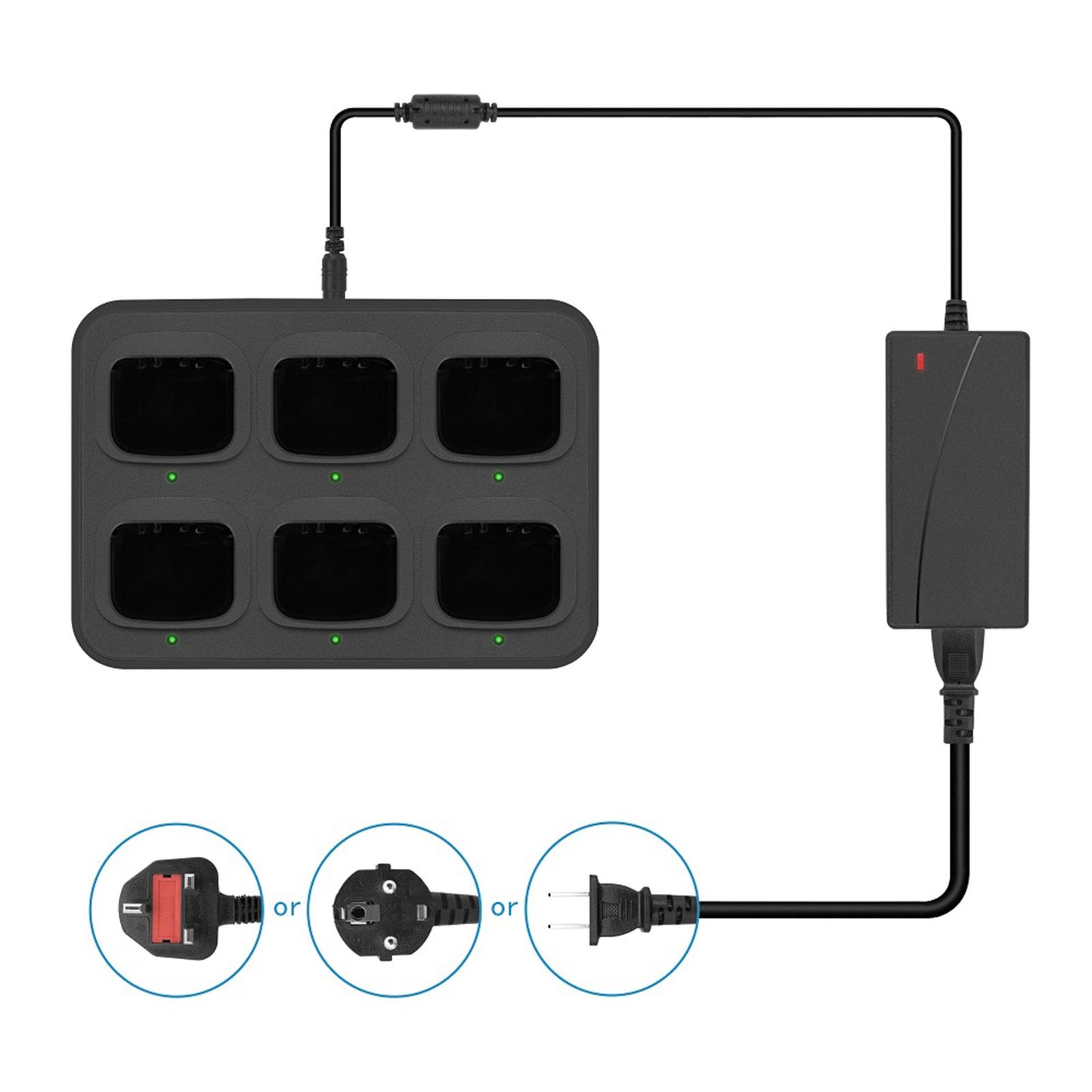 6-Way Charger Adapter for Walkie Talkie Two Way Radio for CP200 PR400 DP1400