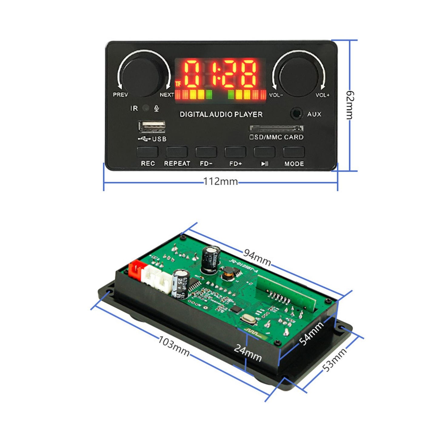 Decoder Board Module 2x40W Audio Module Lossless Audio Player V5.0 Jq-D125BT