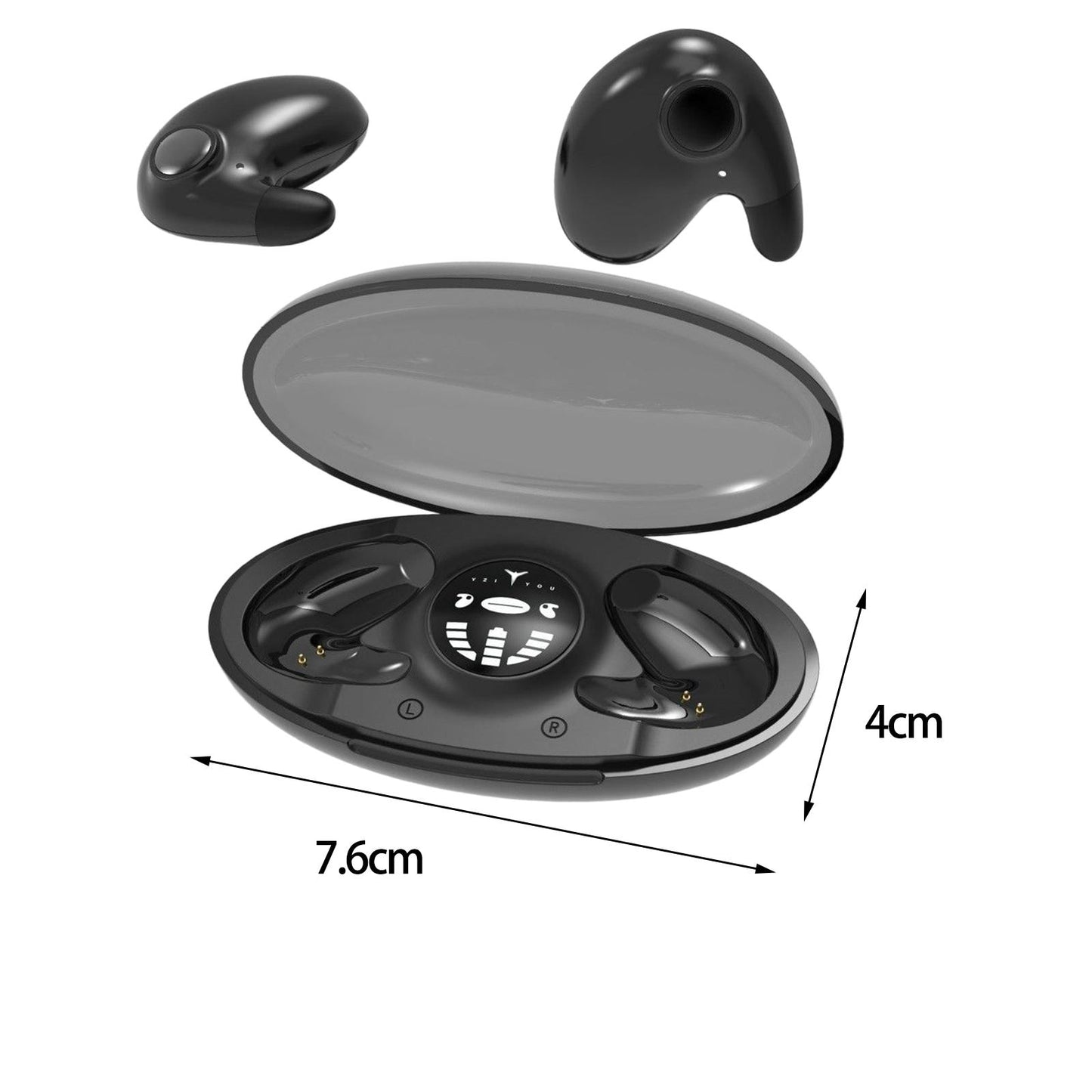 Mini in Ear Earphones IPX5 Waterproof HD Call Stereo Sound Wireless Earbuds Black 