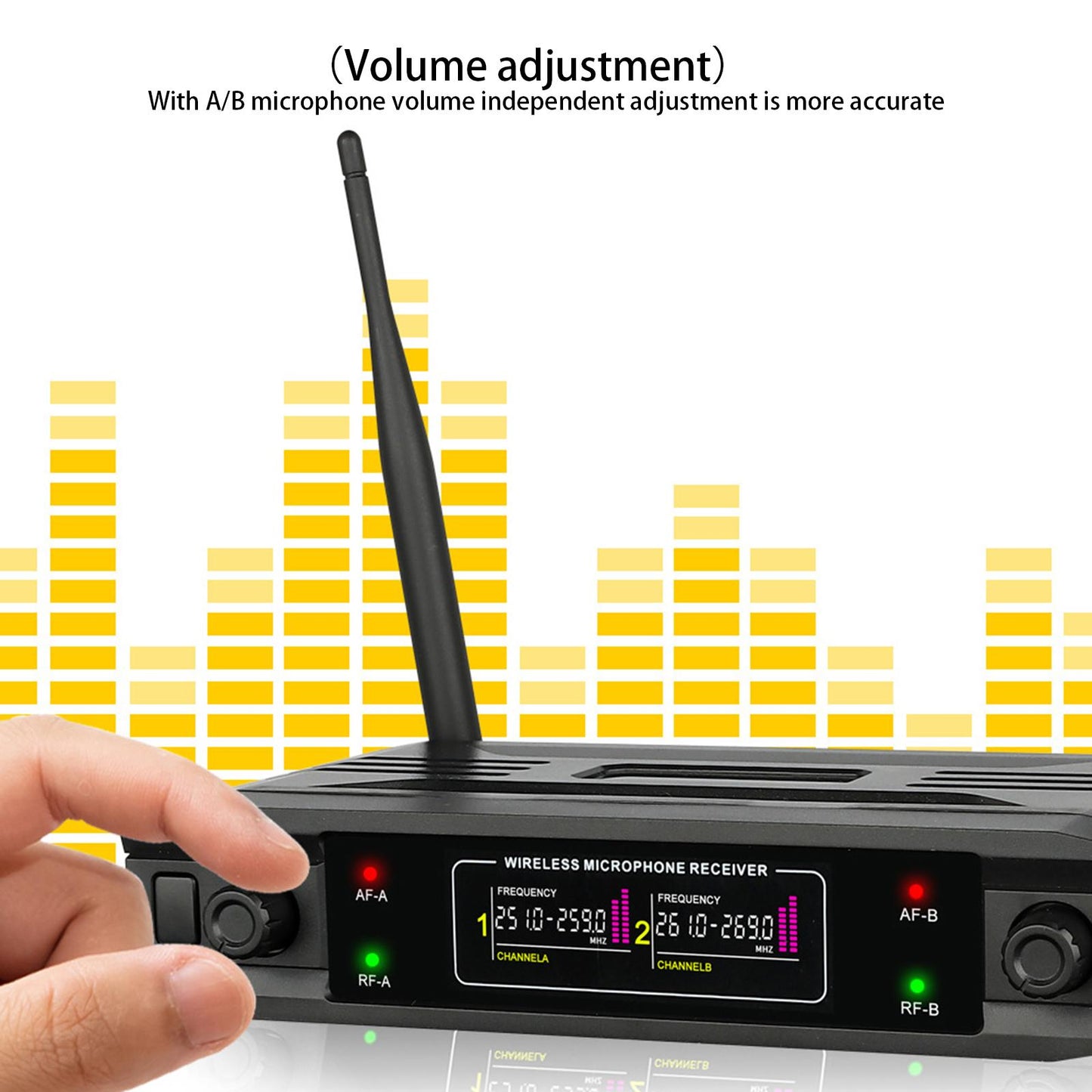 Karaoke Cordless Microphone System VHF Mic Dual Channel ,Black Professional