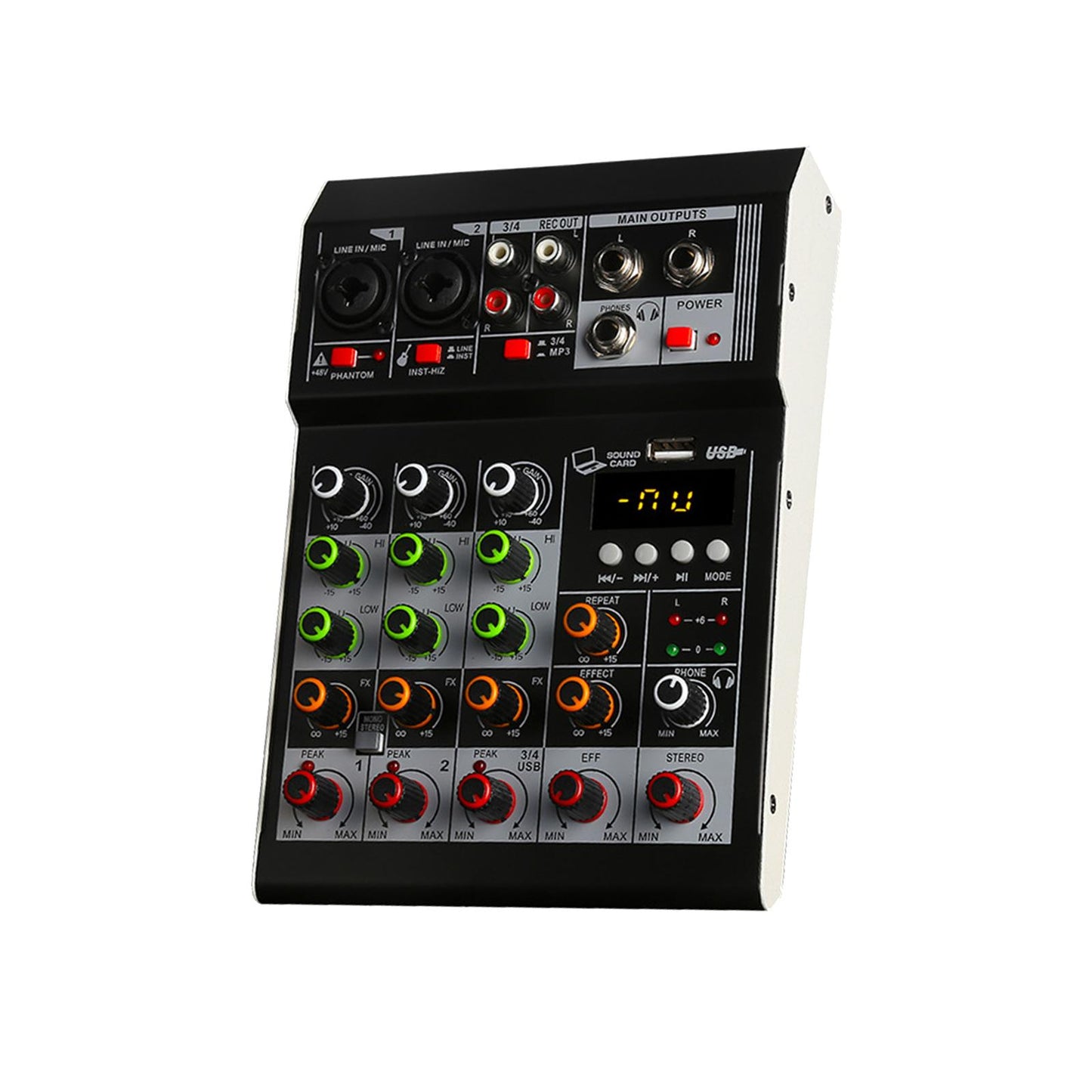 Audio Mixer 4 Channel Mini DJ Controller Sound Mixer for Recording Live Show