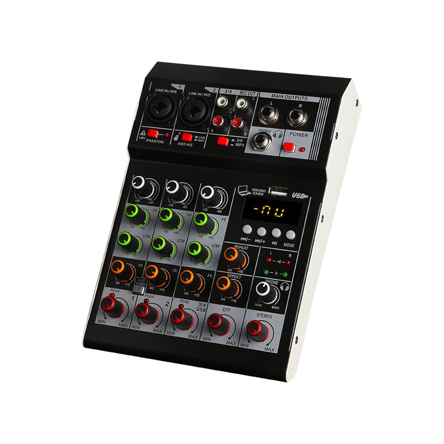 Audio Mixer 4 Channel Mini DJ Controller Sound Mixer for Recording Live Show