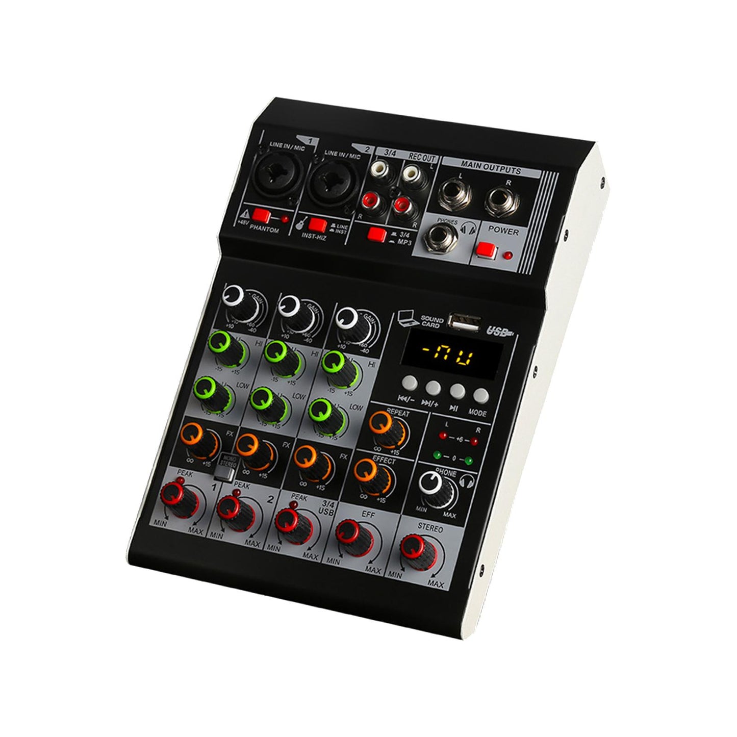 Audio Mixer 4 Channel Mini DJ Controller Sound Mixer for Recording Live Show
