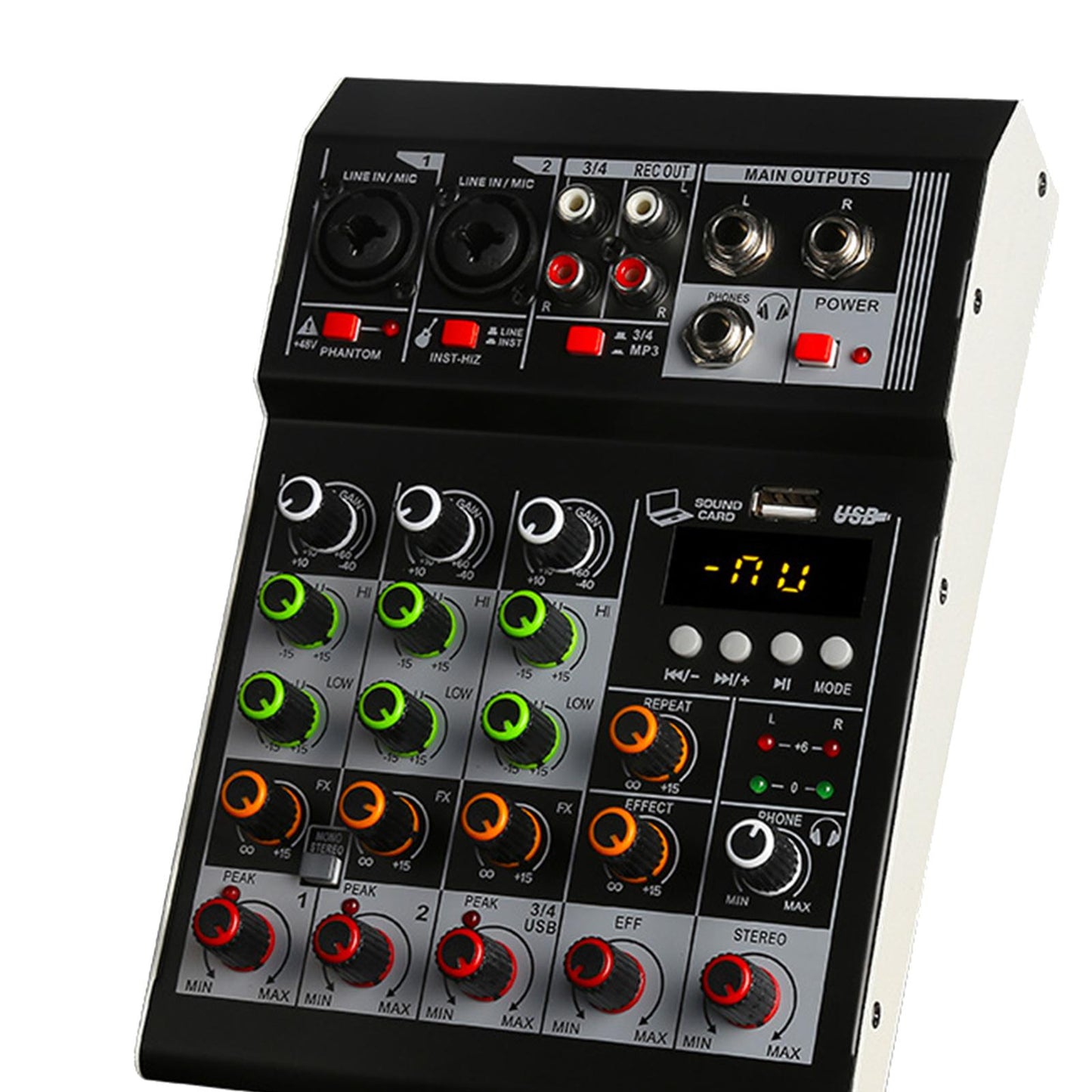 Audio Mixer 4 Channel Mini DJ Controller Sound Mixer for Recording Live Show