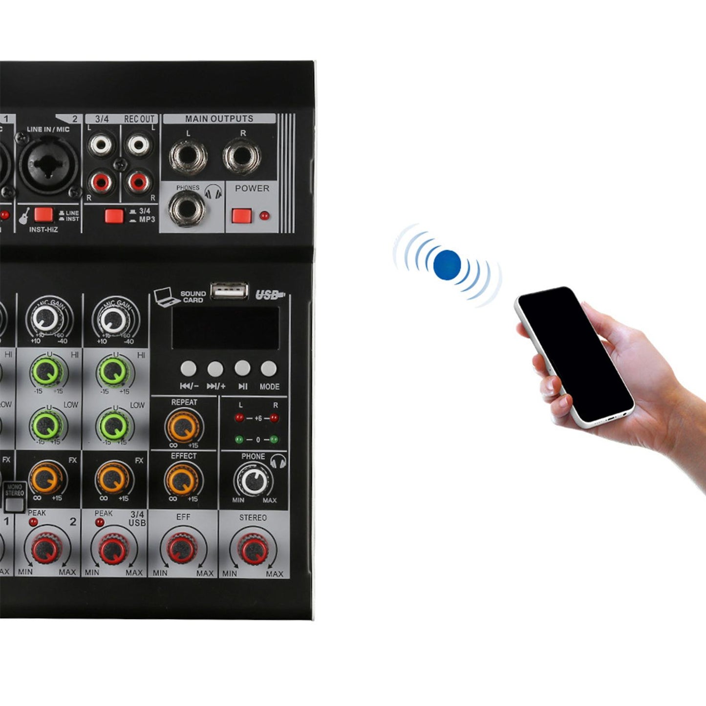 Audio Mixer 4 Channel Mini DJ Controller Sound Mixer for Recording Live Show