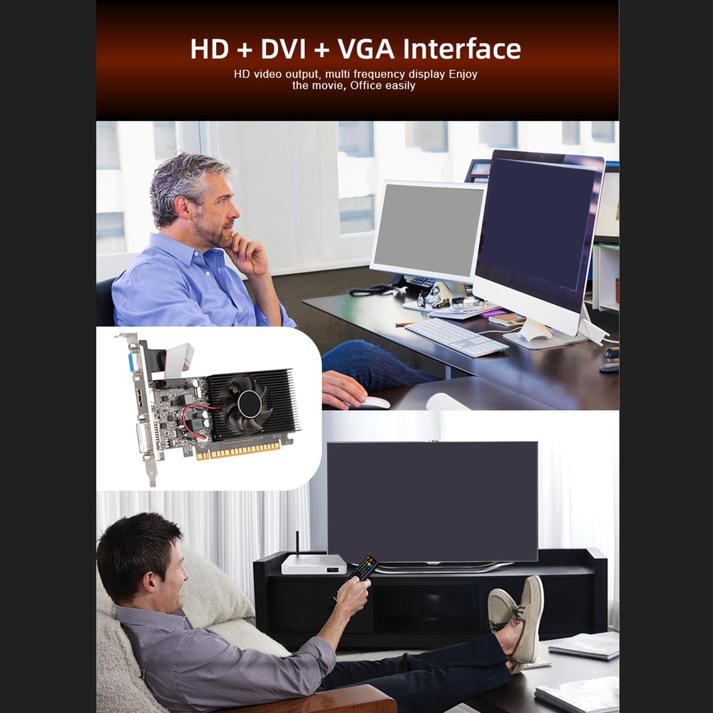 Gaming Graphics Card HDMI/VGA/DVI Interface Compact PCIe x16 2.0 Low Profile