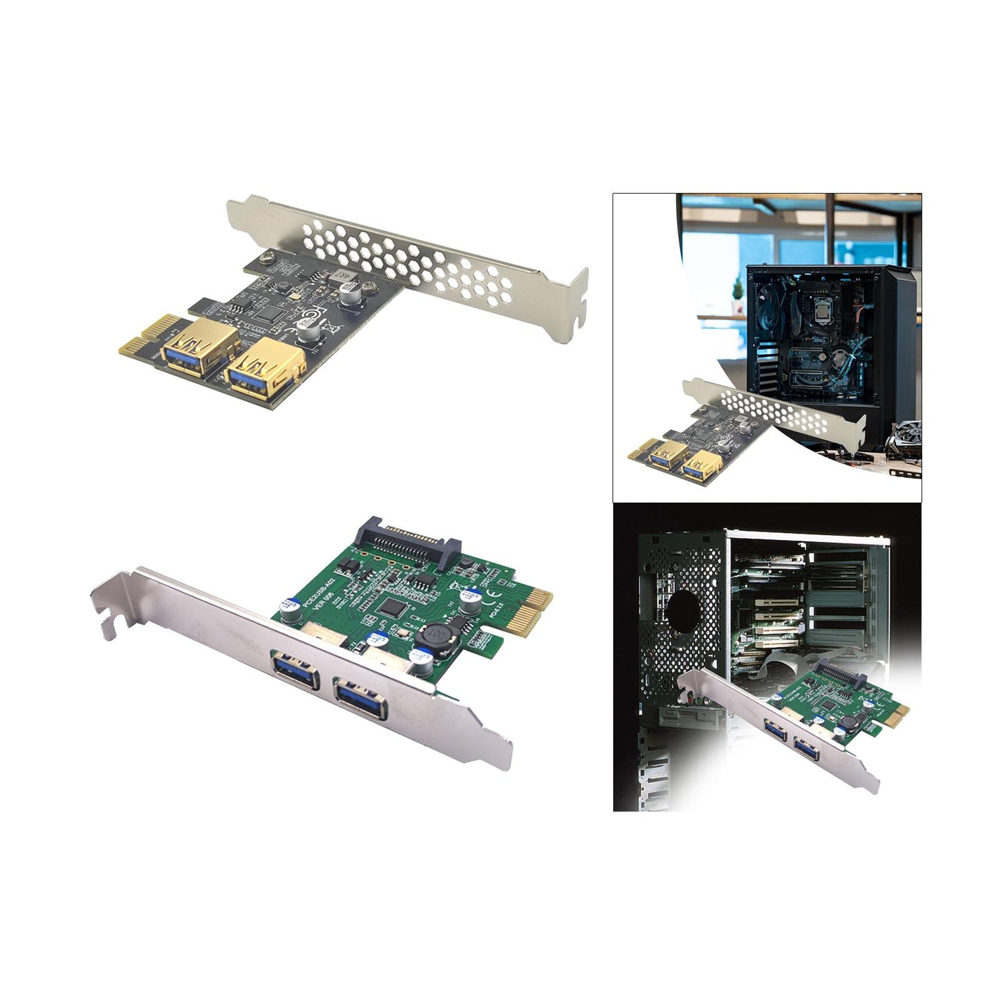 Pci-e 1x to USB 3.2 Gen1 5Gbps Expansion Card PCIe to USB Card for Desktops Black Built in USB