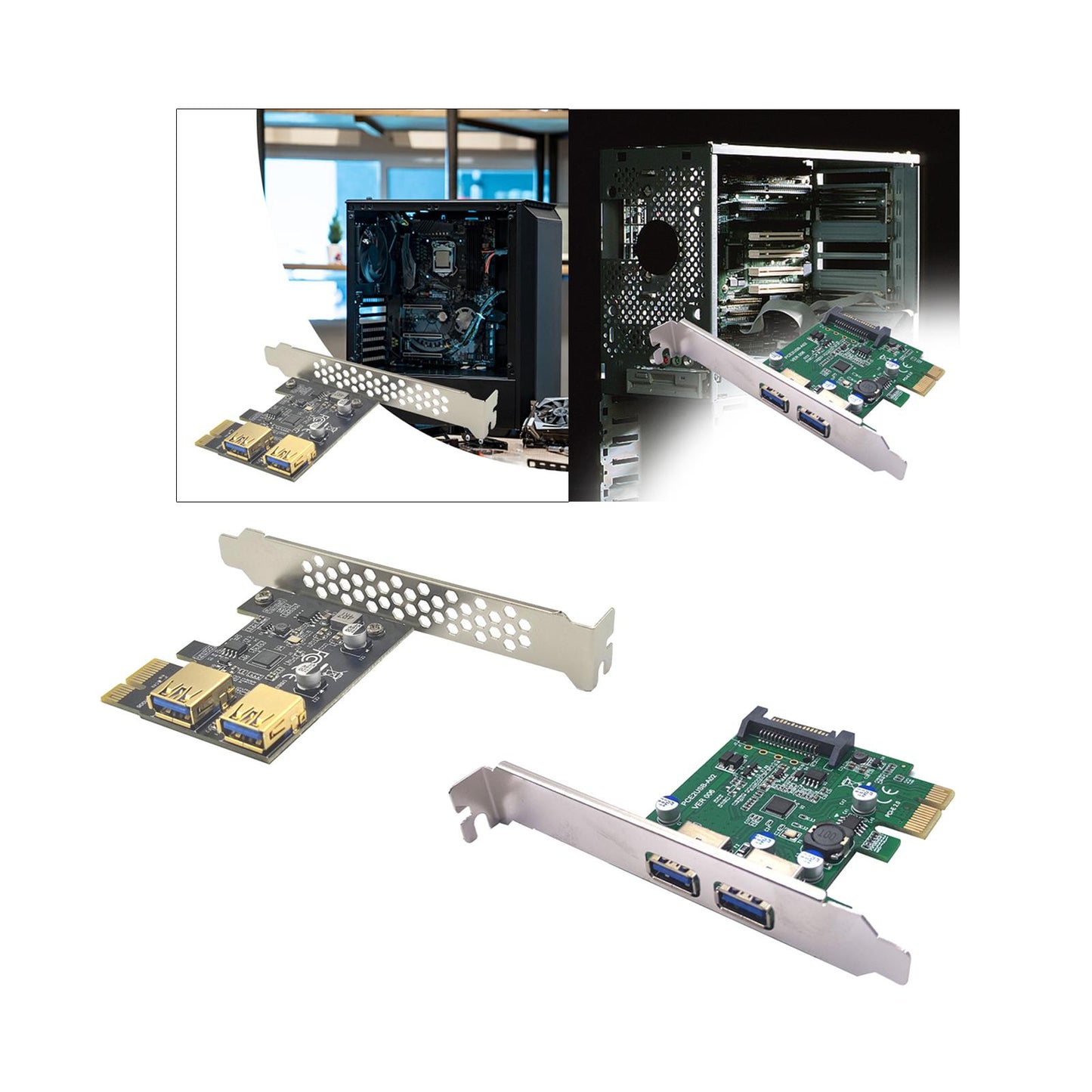 Pci-e 1x to USB 3.2 Gen1 5Gbps Expansion Card PCIe to USB Card for Desktops Black Built in USB