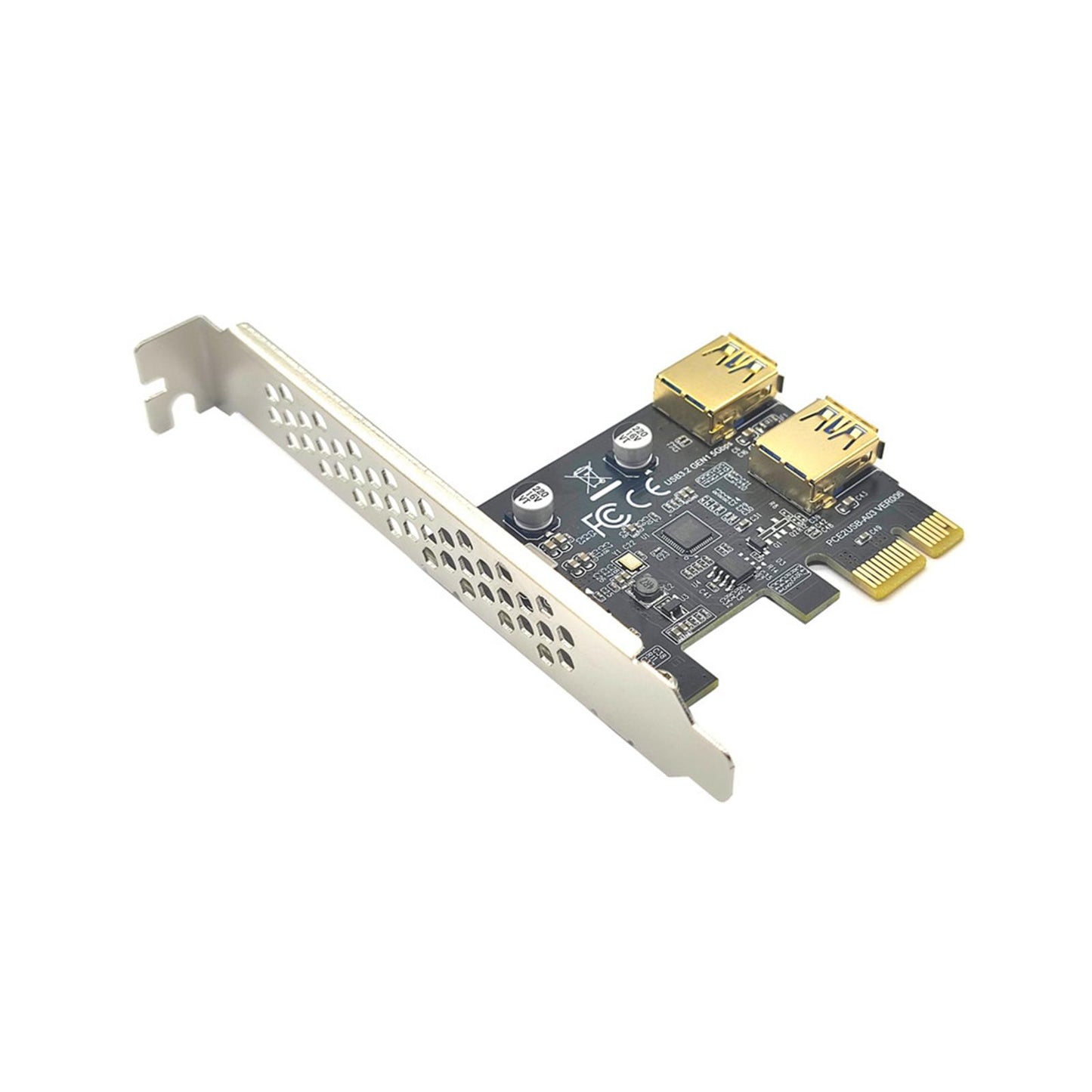 Pci-e 1x to USB 3.2 Gen1 5Gbps Expansion Card PCIe to USB Card for Desktops Black Built in USB