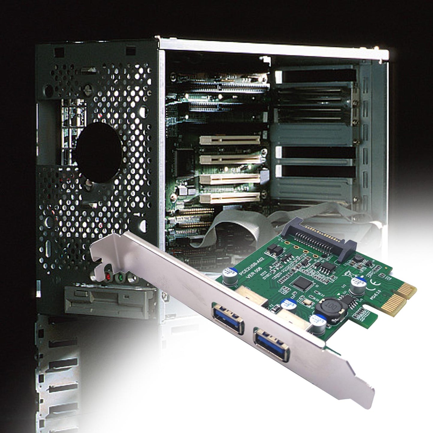 Pci-e 1x to USB 3.2 Gen1 5Gbps Expansion Card PCIe to USB Card for Desktops Green Rear USB