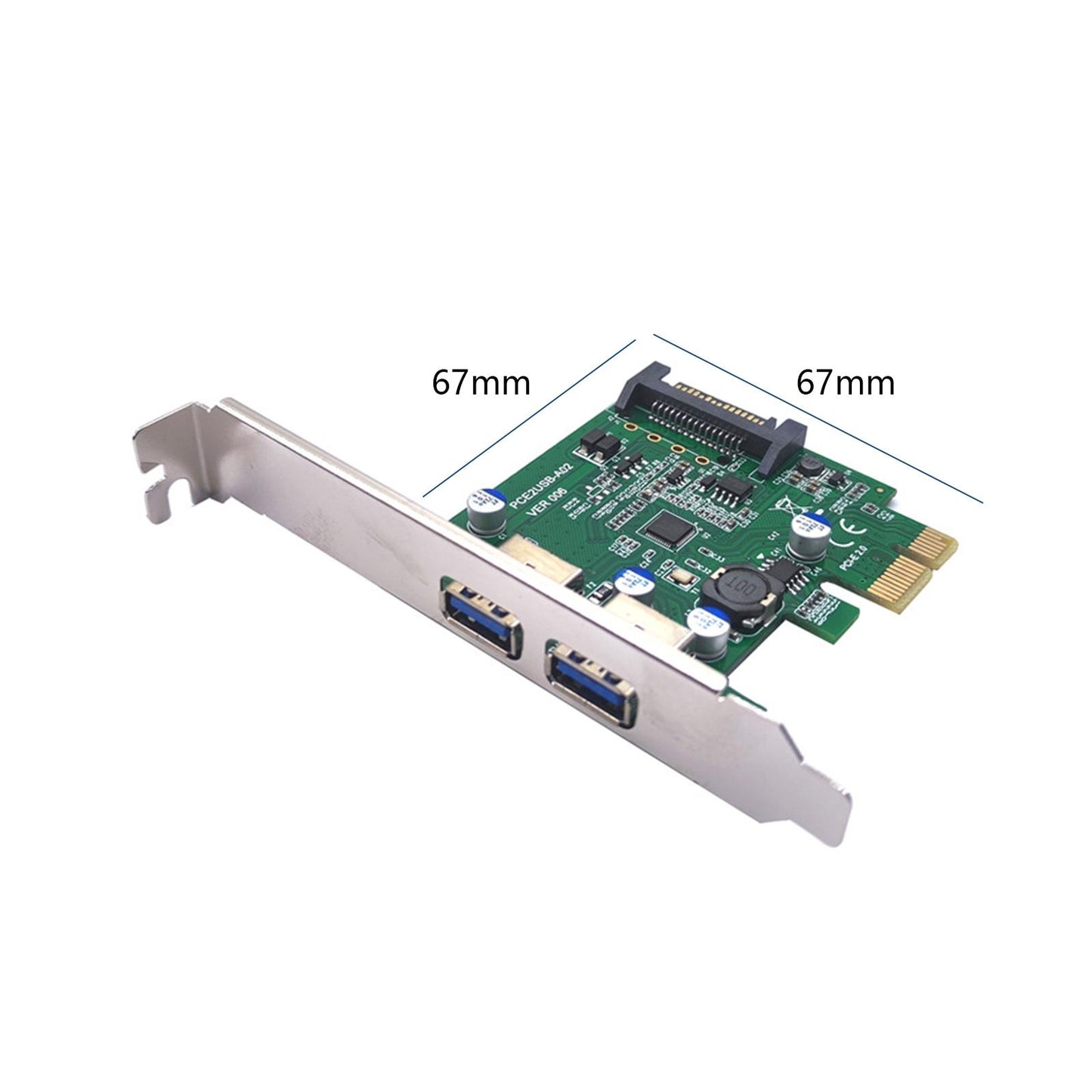 Pci-e 1x to USB 3.2 Gen1 5Gbps Expansion Card PCIe to USB Card for Desktops Green Rear USB