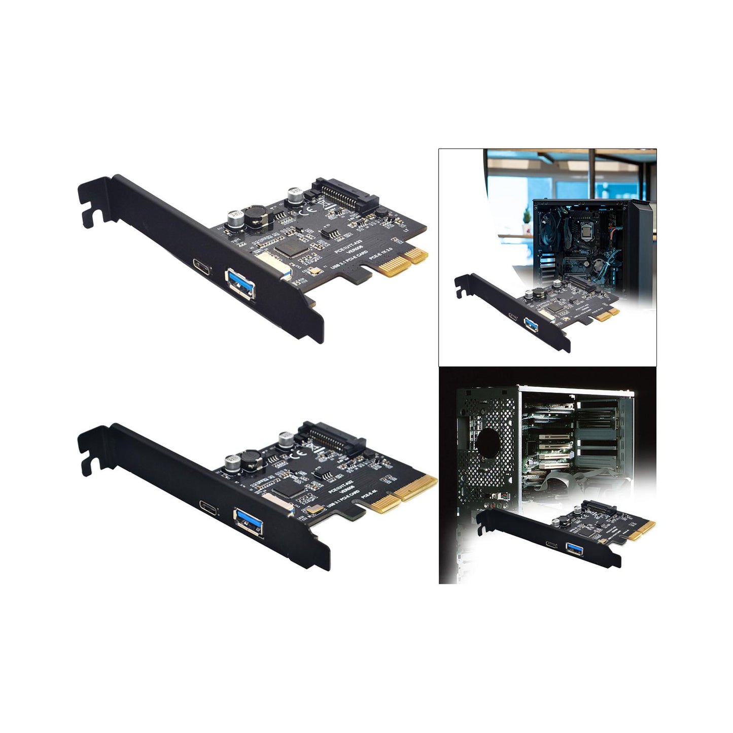 Pci-e to USB 3.1 Gen2 10 Gbps Type C Expansion Card for Computer PC 1X