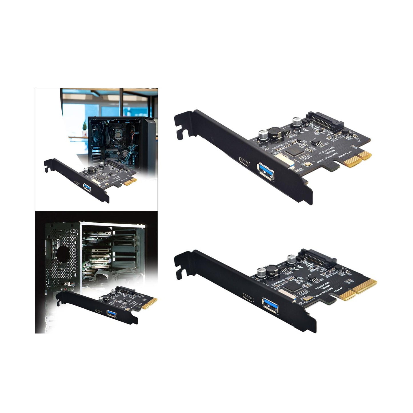 Pci-e to USB 3.1 Gen2 10 Gbps Type C Expansion Card for Computer PC 1X