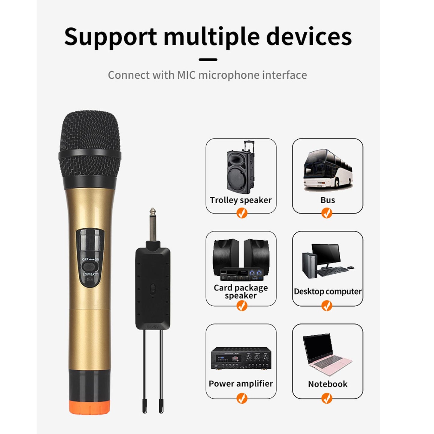 microphone Cordless Mic Set Durable Stable Performance Auto Connect Single Mic Black 