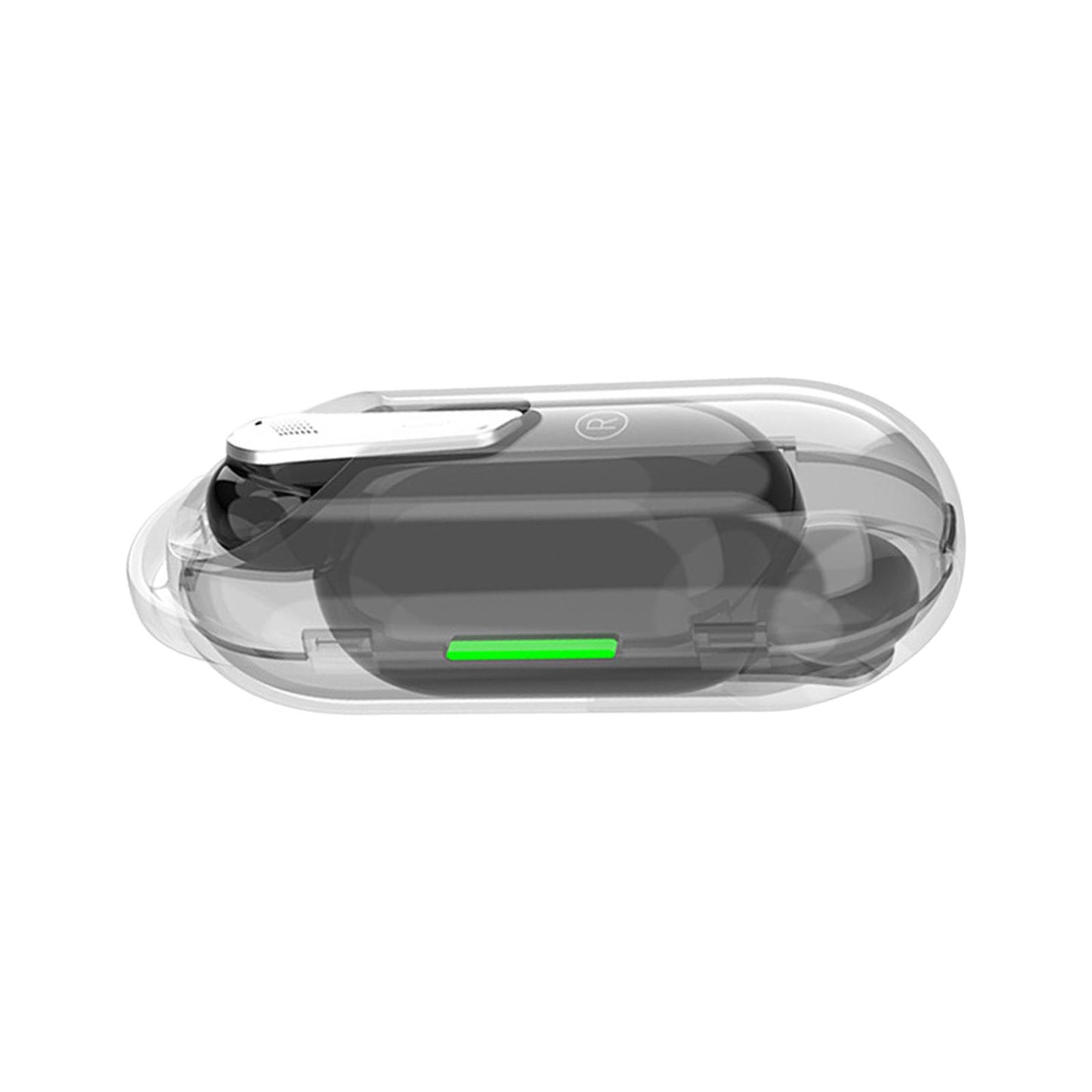 Single Wireless Earphone with Mic Headphone for Outdoor Video Game Music Gym Black