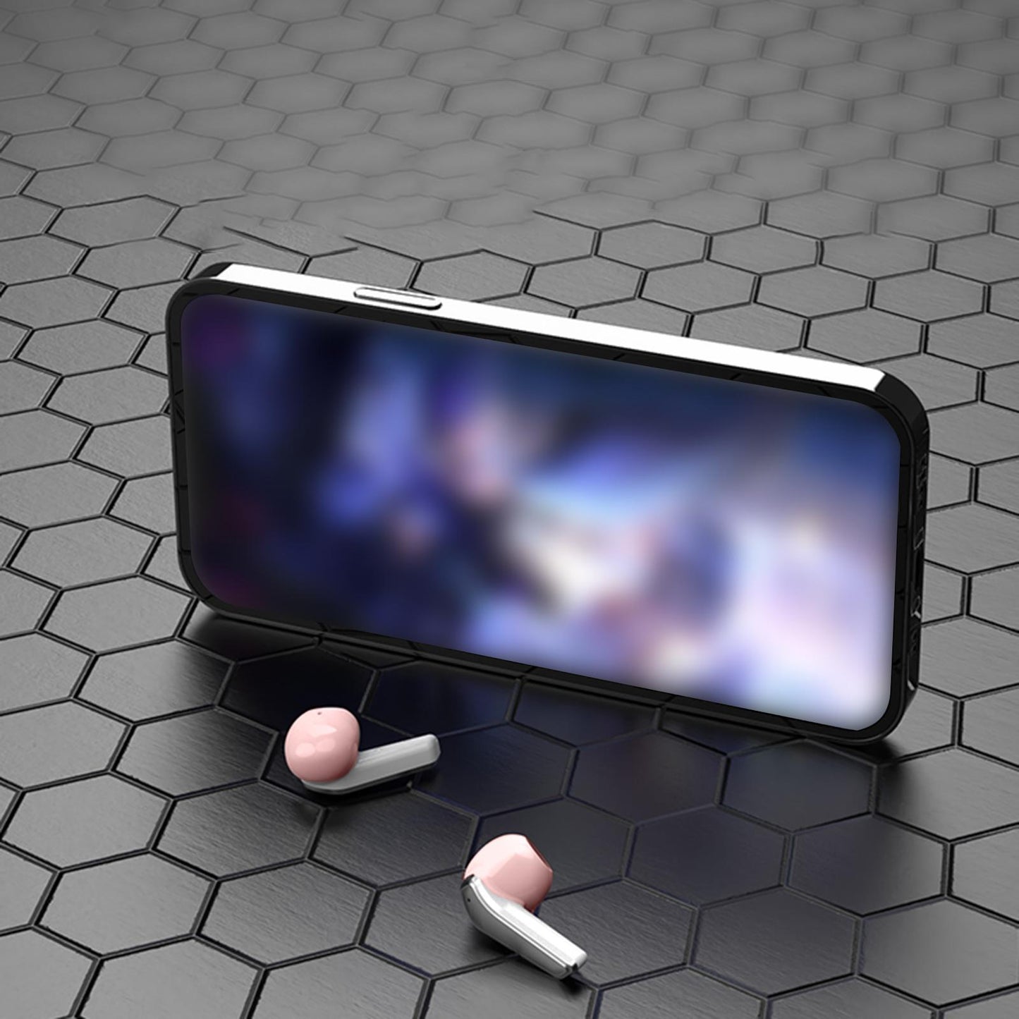 Single Wireless Earphone with Mic Headphone for Outdoor Video Game Music Gym Pink