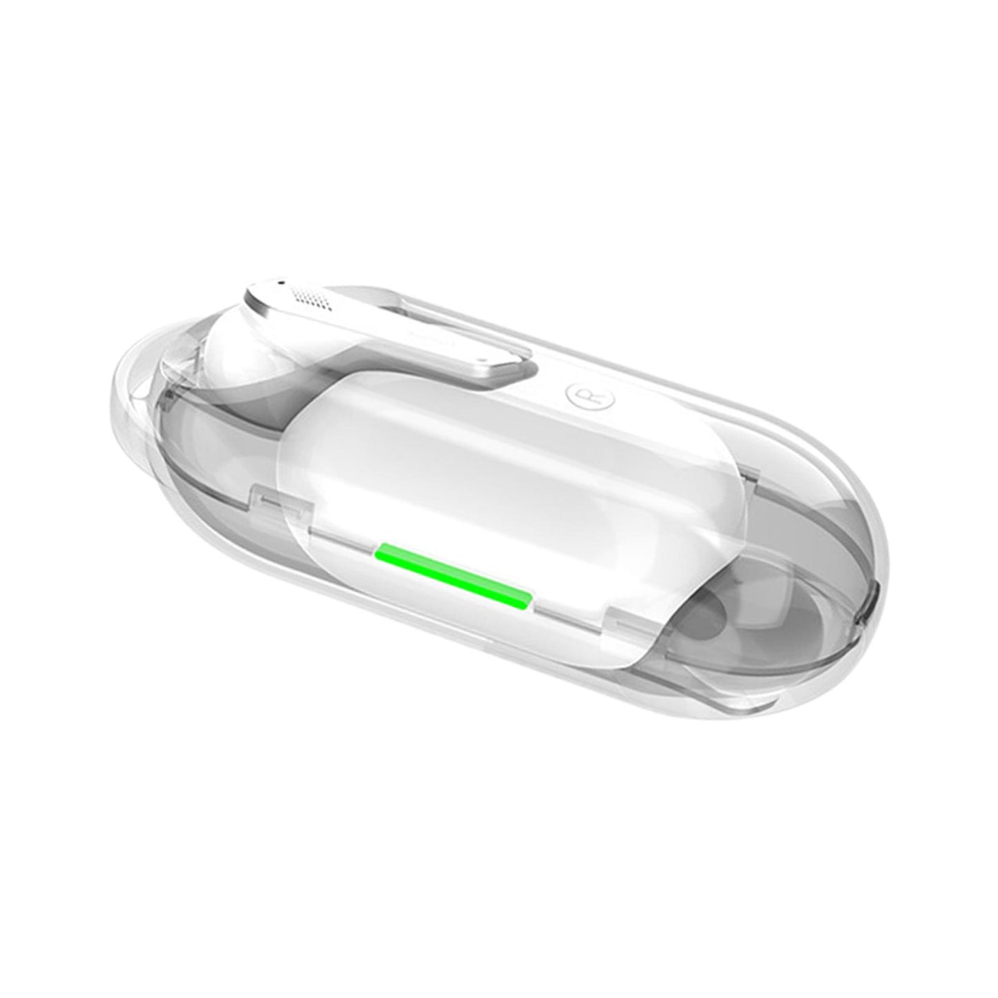 Single Wireless Earphone with Mic Headphone for Outdoor Video Game Music Gym White