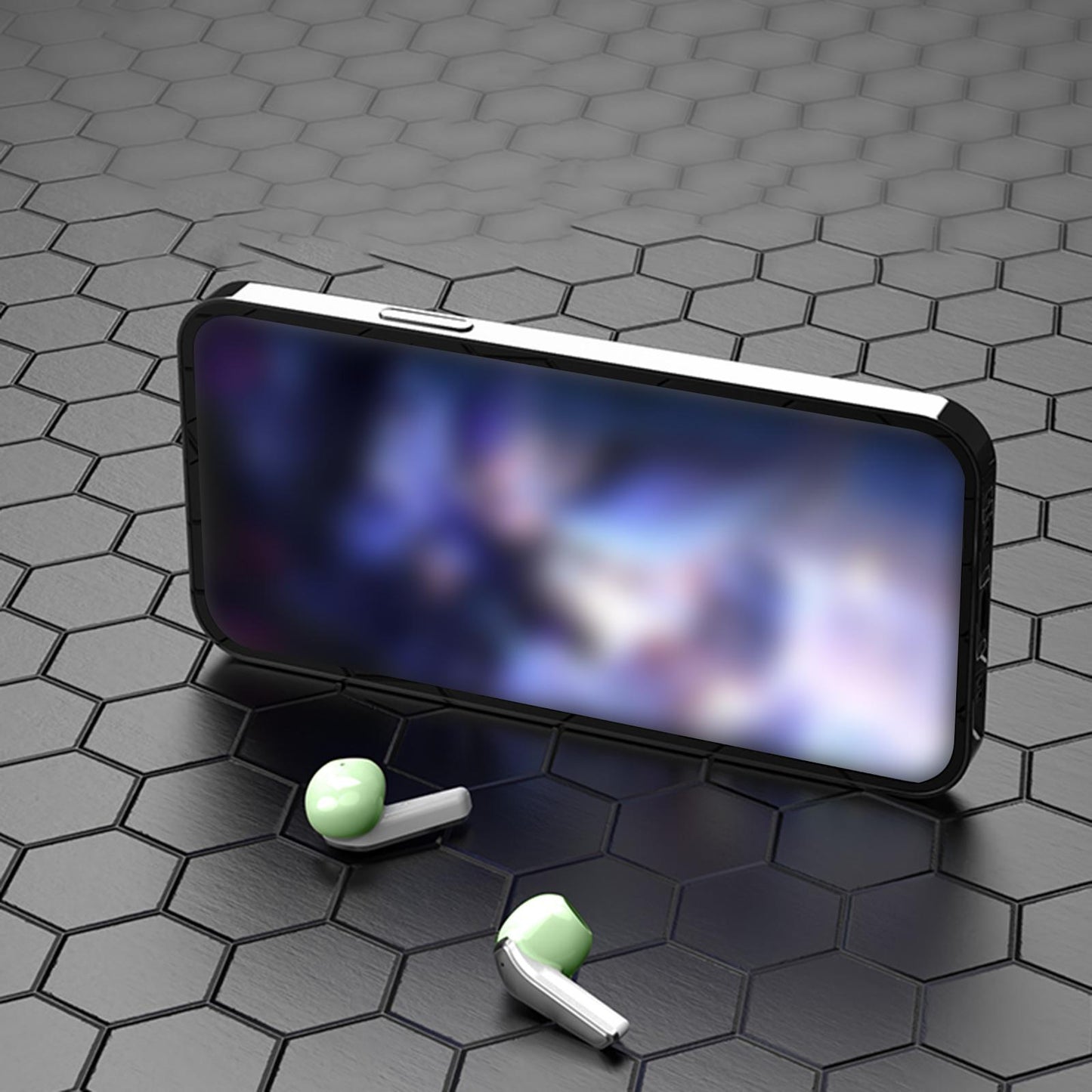 Single Wireless Earphone with Mic Headphone for Outdoor Video Game Music Gym Green