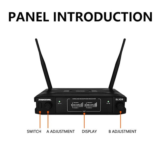 Microphone System Dual UHF Cordless Dynamic Mic for Karaoke Wedding