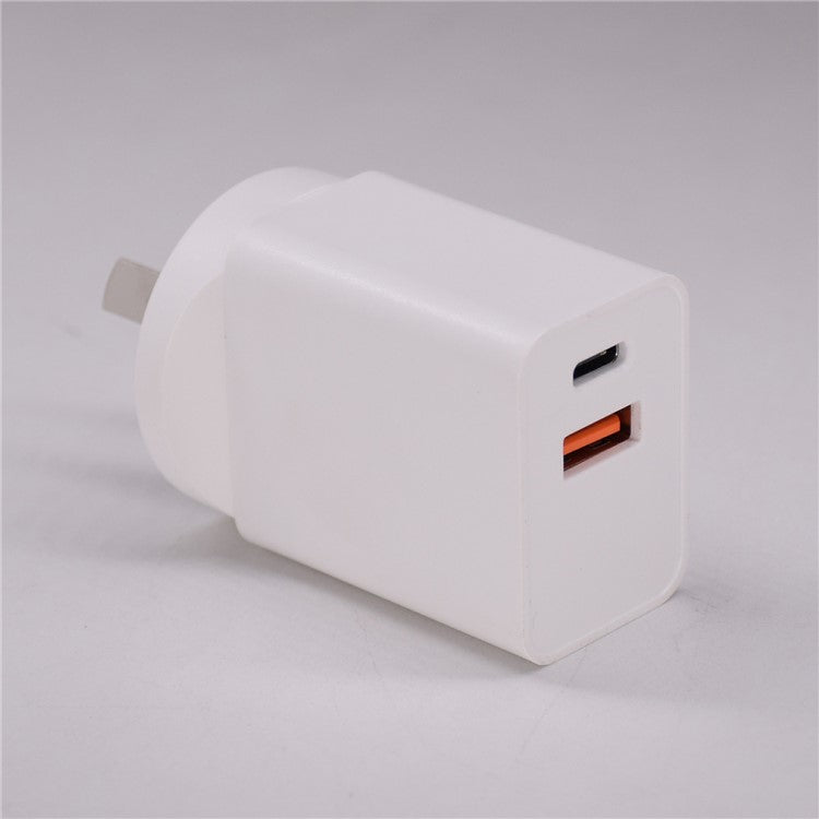 18W USB + Type-C Dual Ports Quick Charge Travel Charger - AU Plug