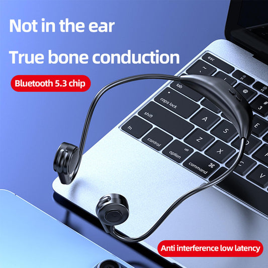 Bluetooth Headphones Ergonomic V5.3 Stereo Headset for Working Music Workout Black