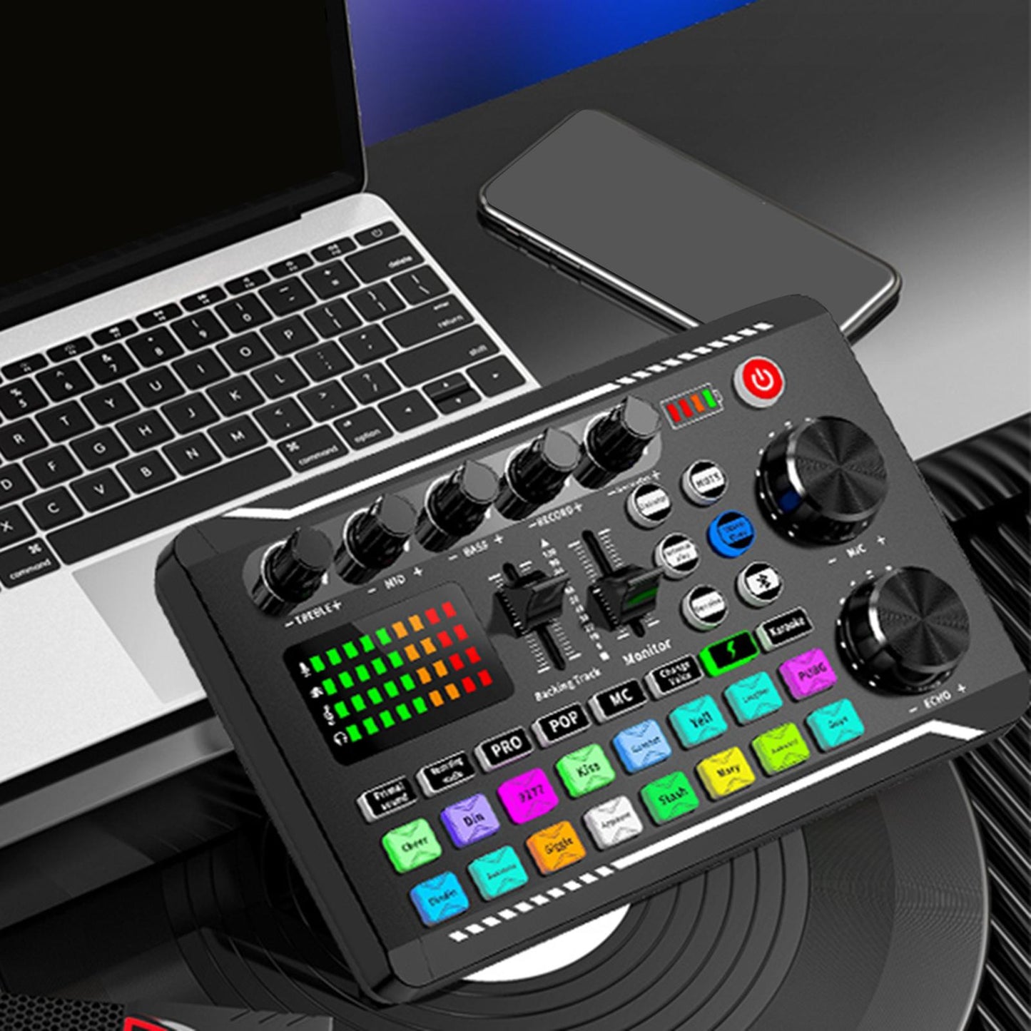 Sound Card Audio Mixer for Guitar Live Broadcast Microphone Recording Studio