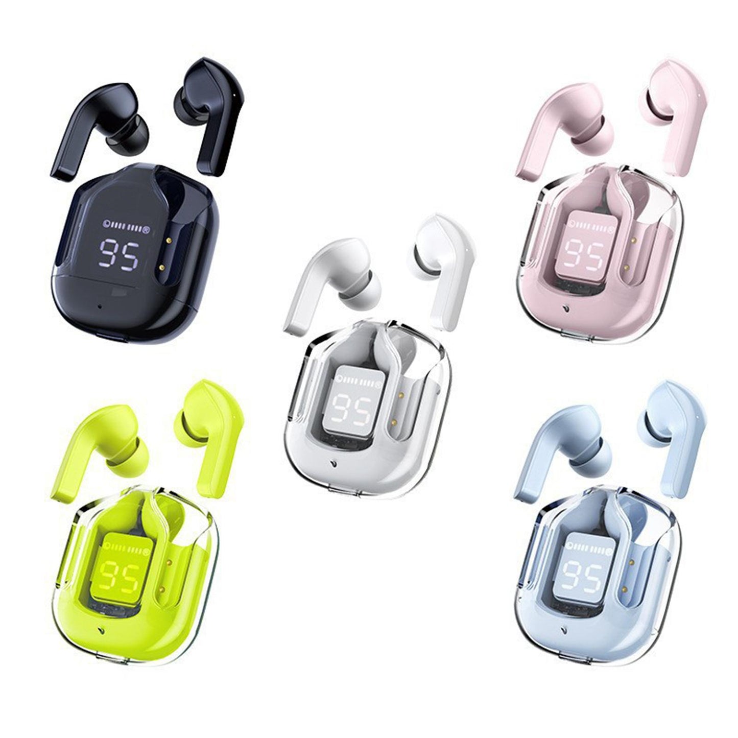 Wireless Earbuds LED Display Bluetooth Headphones for Running Office Fitness Black