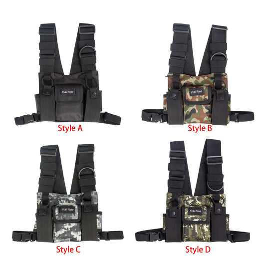 Radio Chest Harness Rig Holster Pack Universal for Camping Fishing Traveling Style A