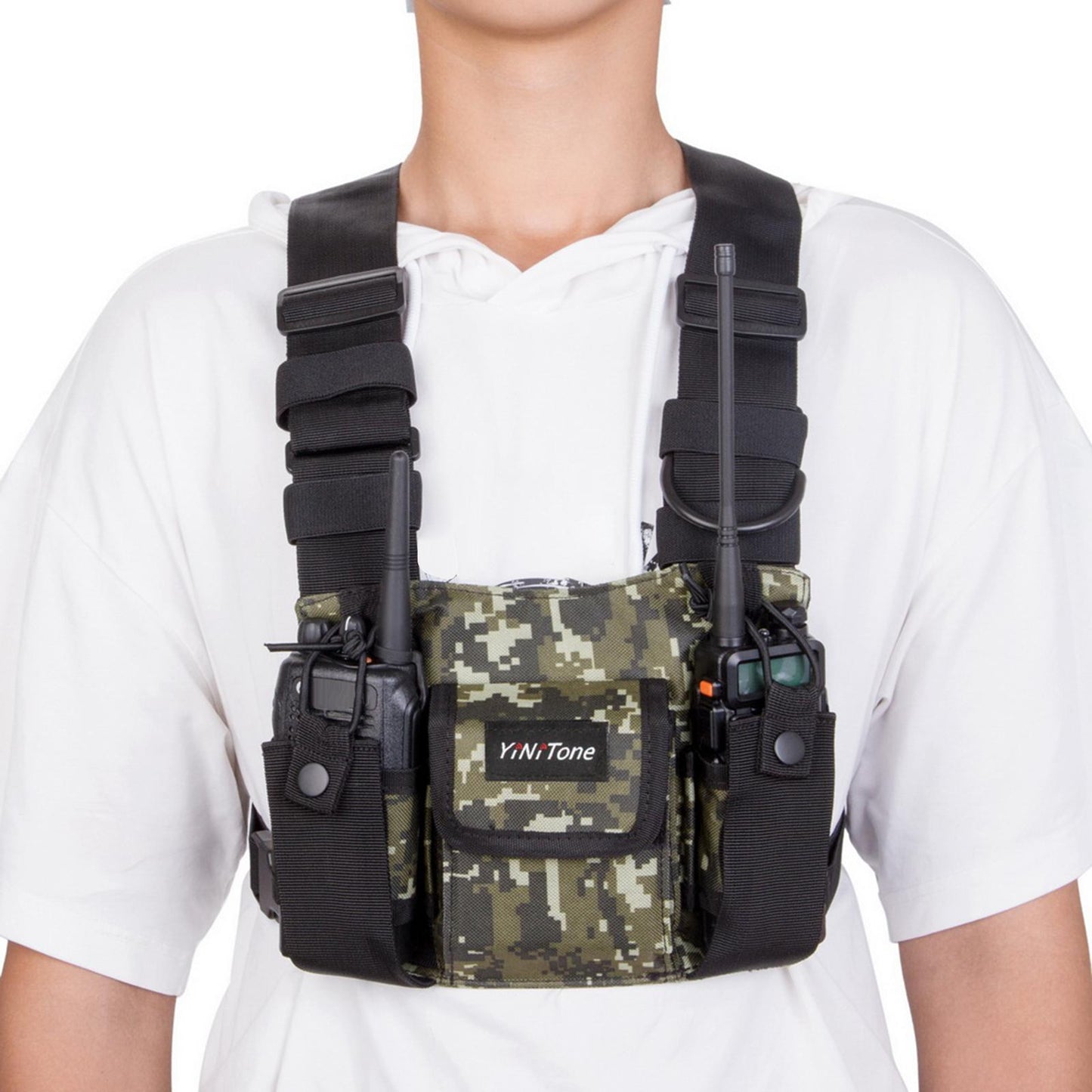 Radio Chest Harness Rig Holster Pack Universal for Camping Fishing Traveling Style B