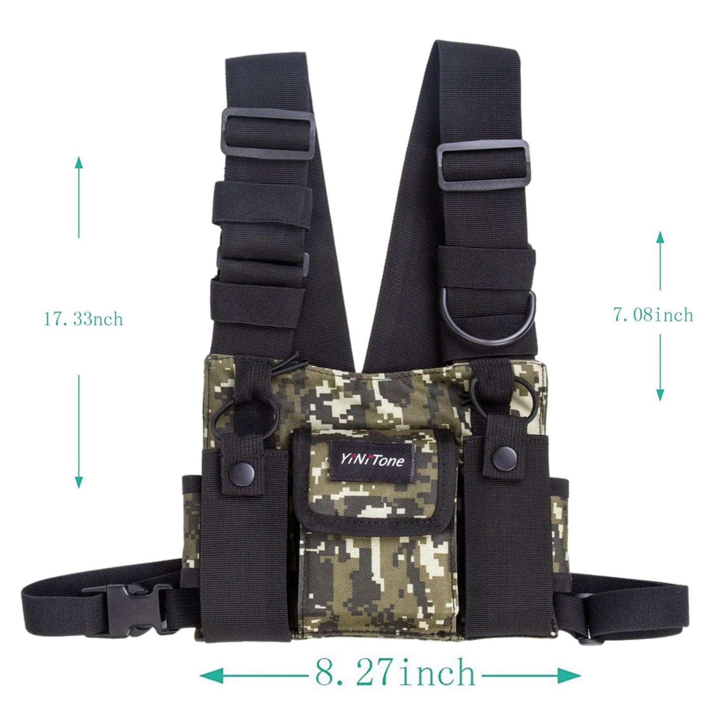 Radio Chest Harness Rig Holster Pack Universal for Camping Fishing Traveling Style D